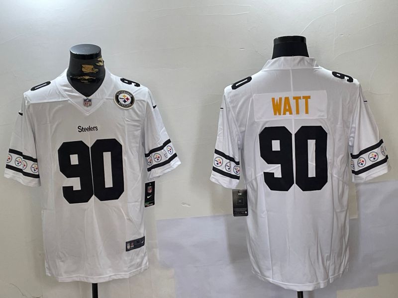 Men Pittsburgh Steelers #90 Watt White 2024 Nike Vapor Limited NFL Jersey style 4->philadelphia phillies->MLB Jersey